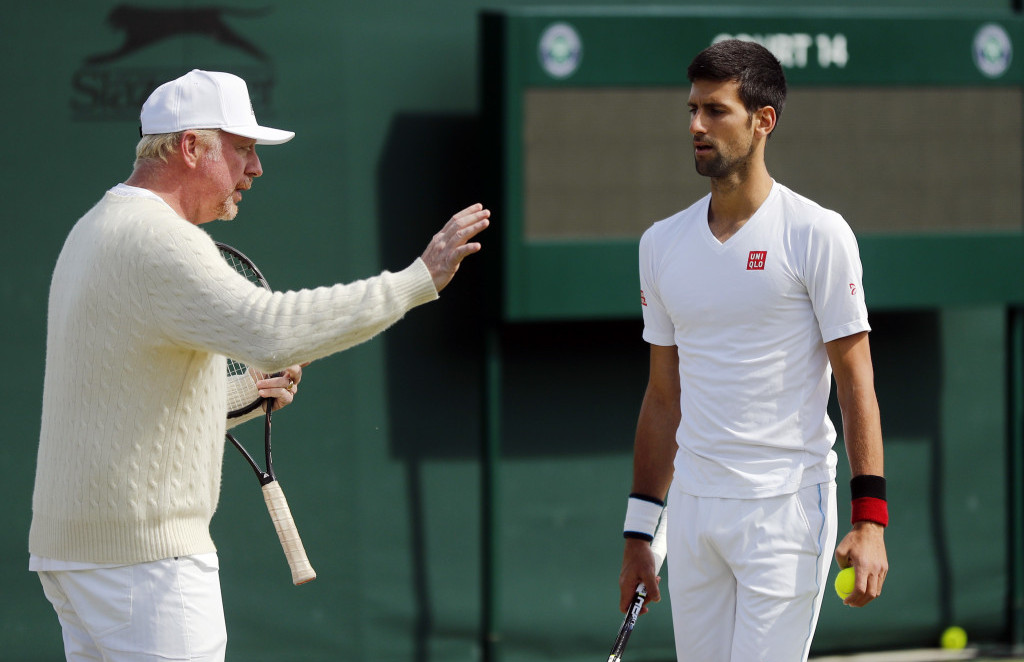 Boris Beker i Novak Đokoivć na treningu