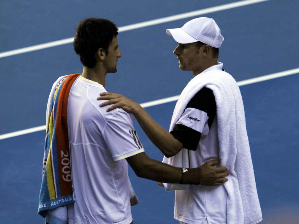Novak Đoković i Endi Rodik, srpski teniser i bivši američki teniser, posle jednog od svojih duela