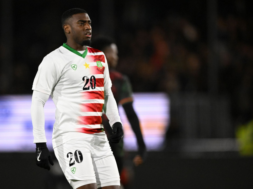 Tajron Konrad, fudbaler TSC, na meču reprezentacije Surinama