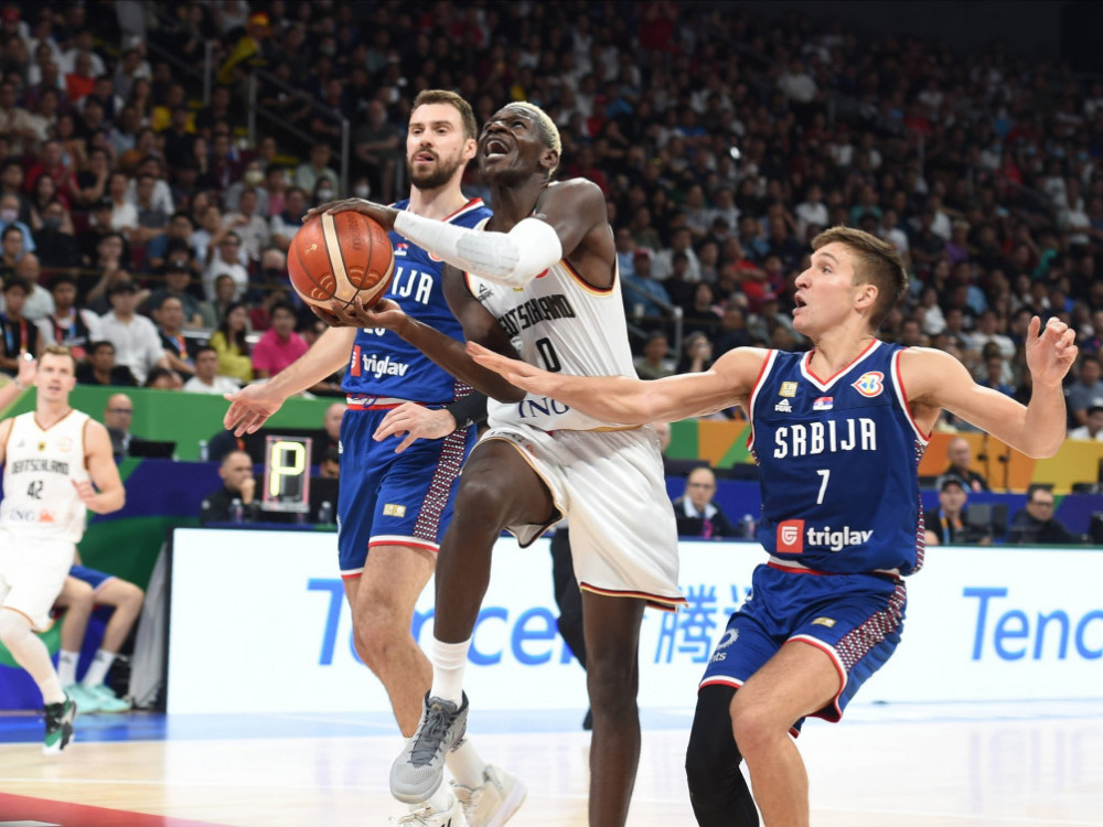 Isak Bonga, nemački košarkaš, na ranijem meču sa Srbijom