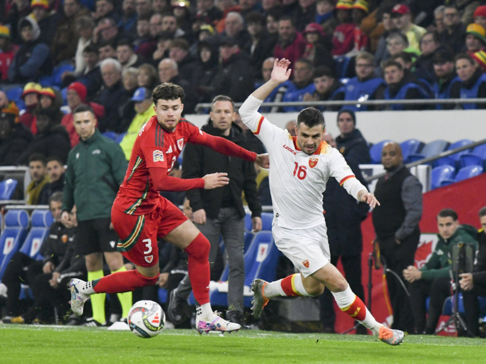 Andrija Radulović, crnogorski fudbaler, na jednom od mečeva reprezentacije